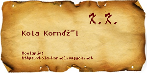 Kola Kornél névjegykártya