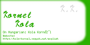 kornel kola business card